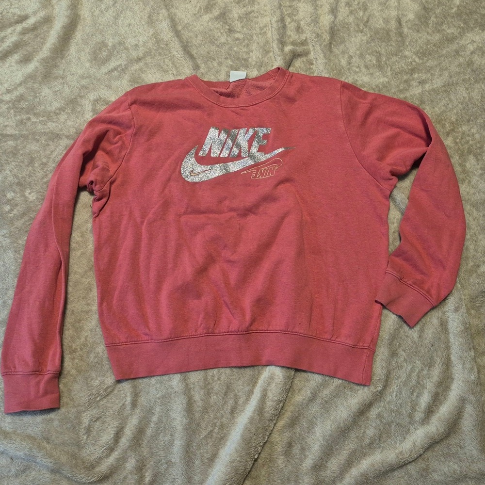 Nike Sportswear Crewneck Sweatshirt Salmon Pink Coral Fleece Pullover Small